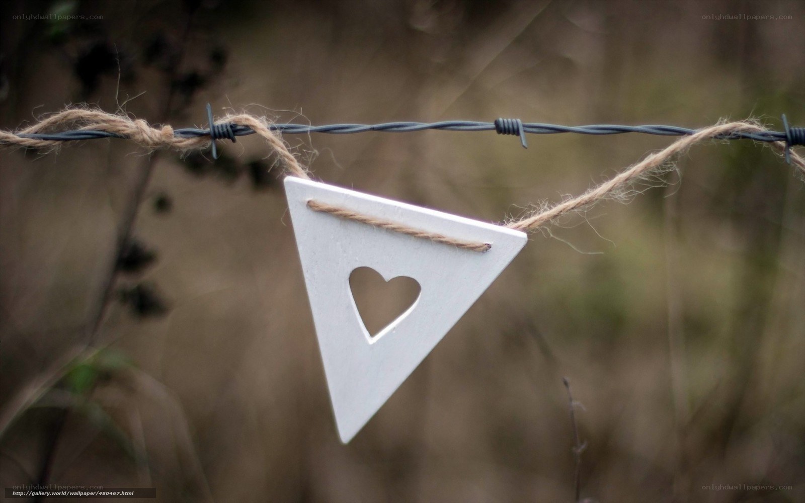 Heart-shaped decoration on barbed wire