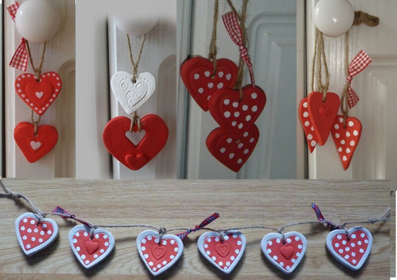 Heart-shaped Decorations — Red, Festive, Photograph