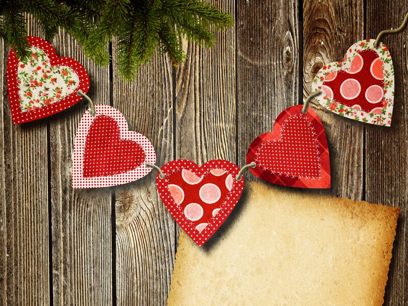 Heart-shaped Decorations — Red, Festive