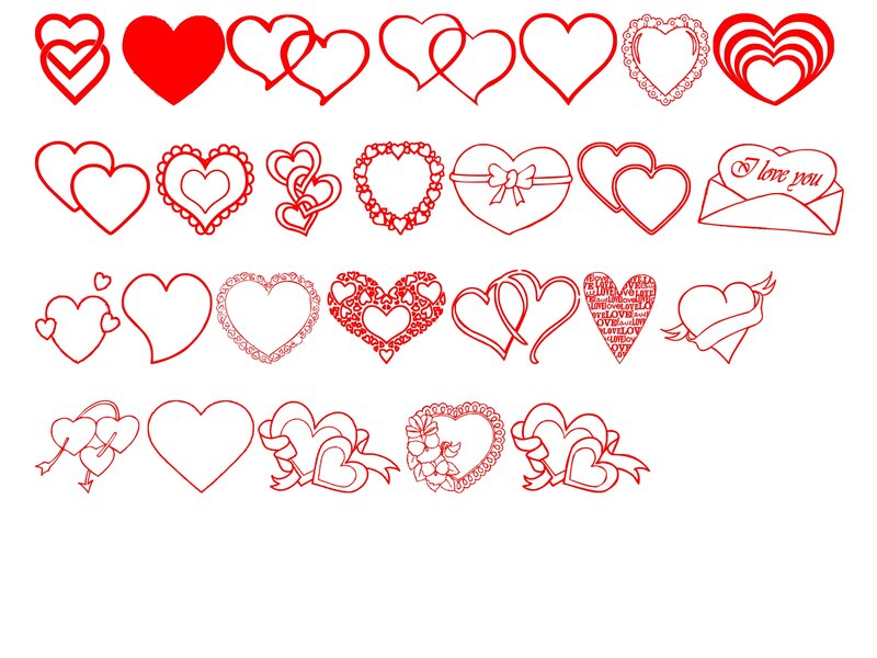 Heart-shaped Designs — Red