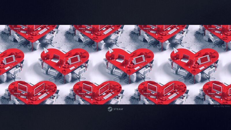 Heart-shaped Desks — Red