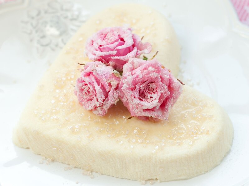 heart-shaped dessert with roses