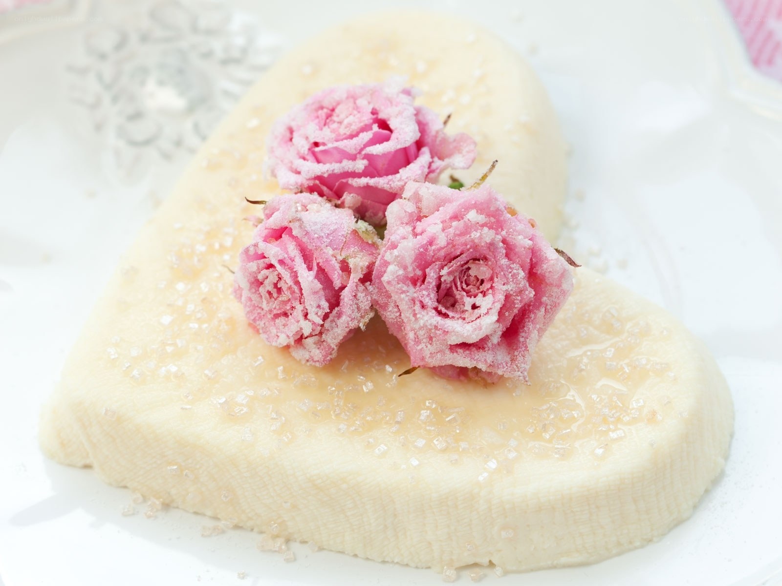 heart-shaped dessert with roses
