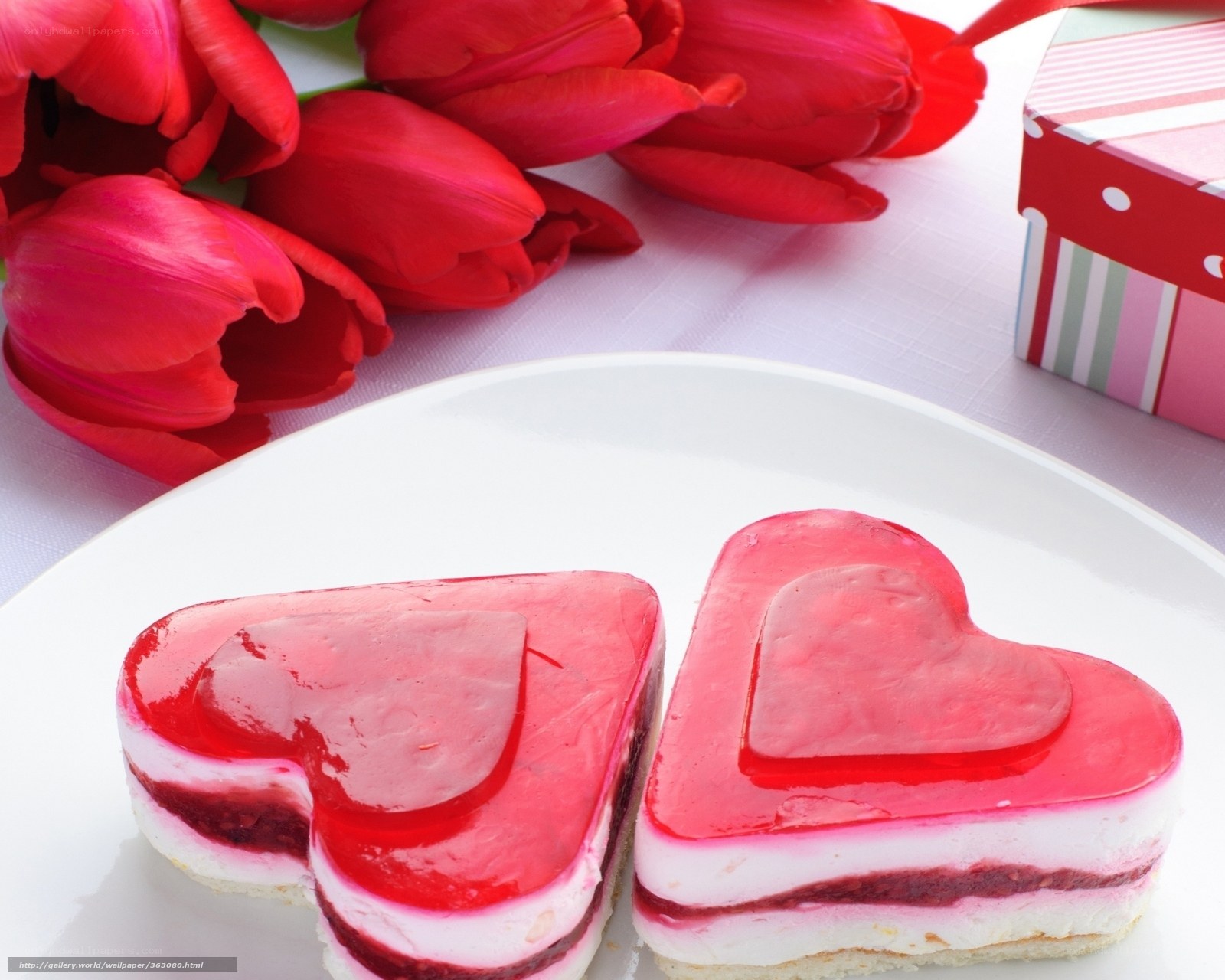 heart-shaped desserts with tulips