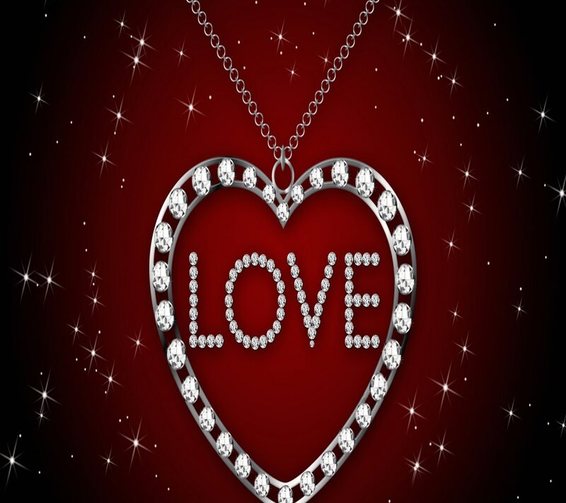 Heart-shaped Diamond Necklace — Red