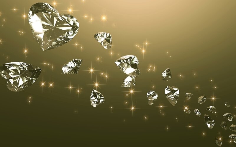 Heart-shaped Diamonds — Gold