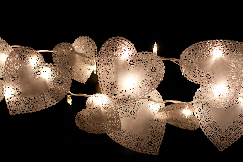 Heart-shaped Doilies with Lights