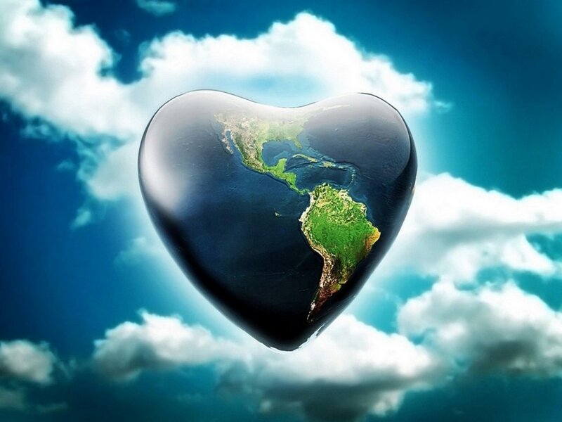 Heart-shaped Earth — Blue, Serene, Afternoon, Digital Art