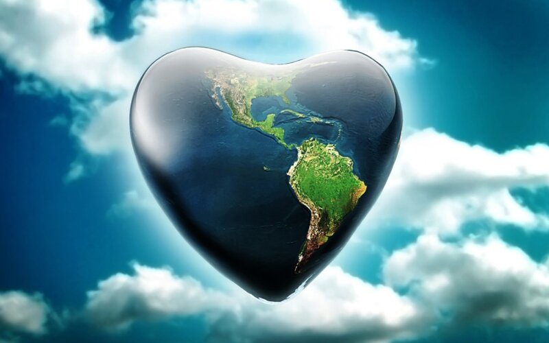 Heart-shaped Earth — Blue, Serene