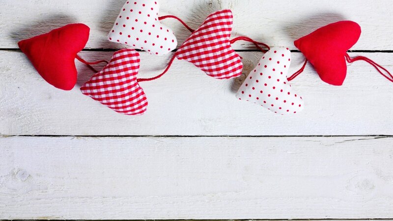 Heart-shaped Fabric Ornaments — Red, Festive, Photograph