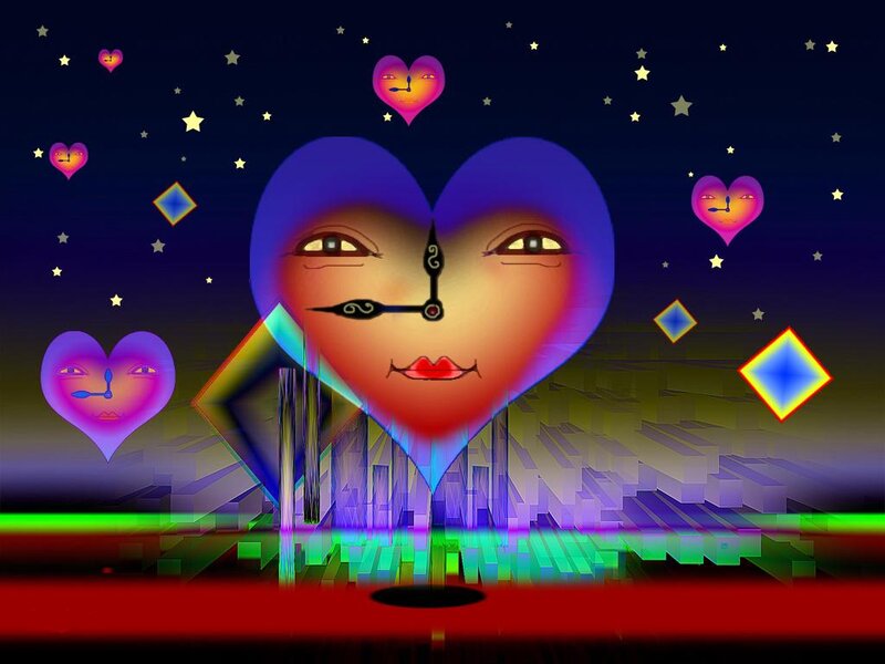 Heart-shaped Face with Clock