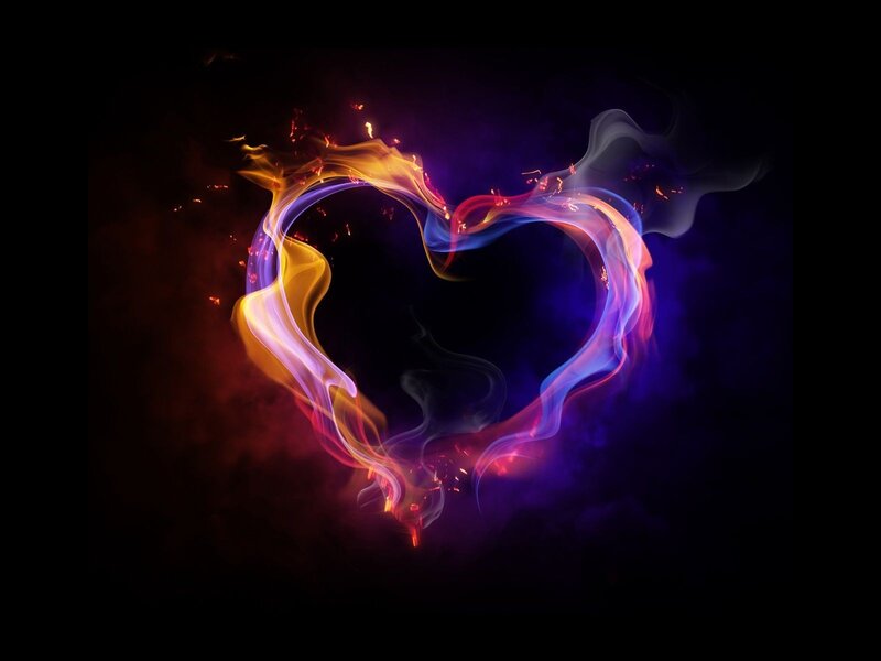 Heart-shaped Flames — Purple, Dramatic, Night