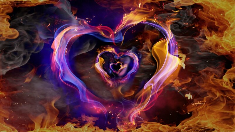 Heart-shaped Flames — Purple, Dramatic