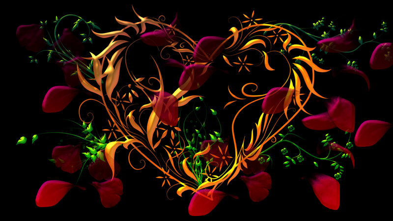 Heart-shaped Floral Design — Black, Dramatic