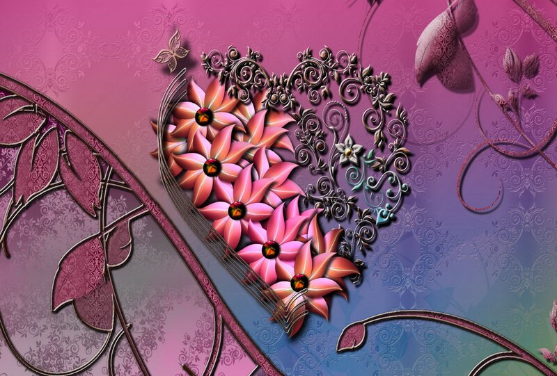 Heart-shaped Floral Design — Pink