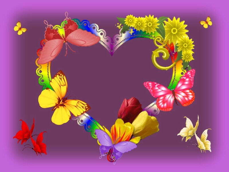 Heart-shaped Floral Frame — Purple
