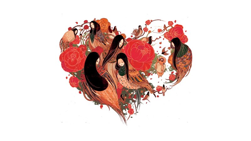 heart-shaped floral illustration