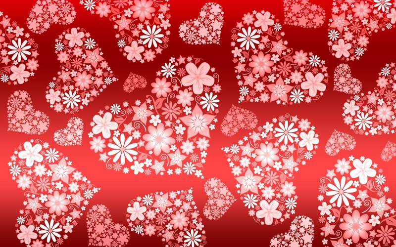 Heart-shaped Floral Pattern — Red