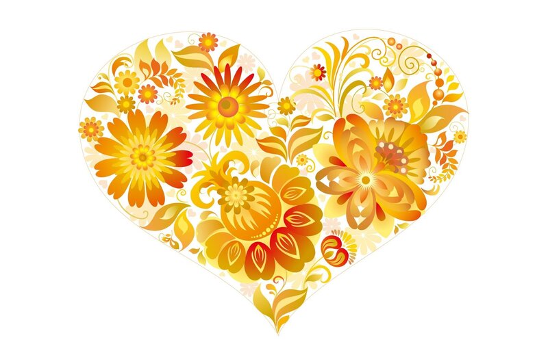 Heart-shaped Floral Pattern — Yellow