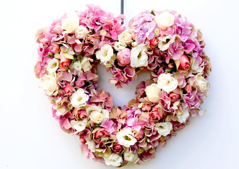 heart-shaped floral wreath