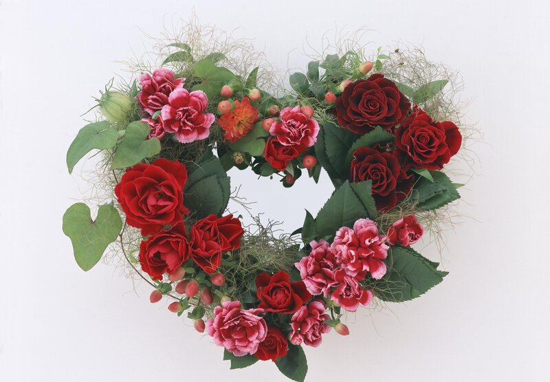 heart-shaped floral wreath