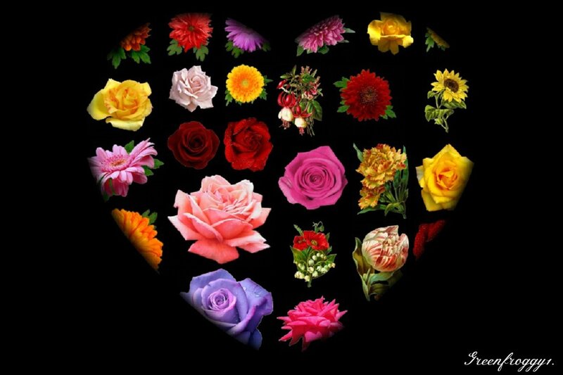 Heart-shaped Flower Arrangement — Black, Colorful