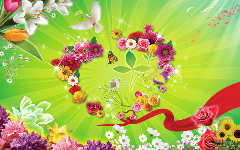 Heart-shaped Flower Arrangement — Green, Cheerful