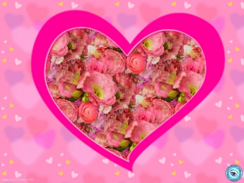 Heart-shaped Flower Arrangement — Pink, Romantic, Digital Art