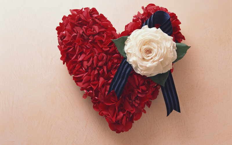 Heart-shaped Flower Arrangement — Red, Calm, Photograph, White Rose