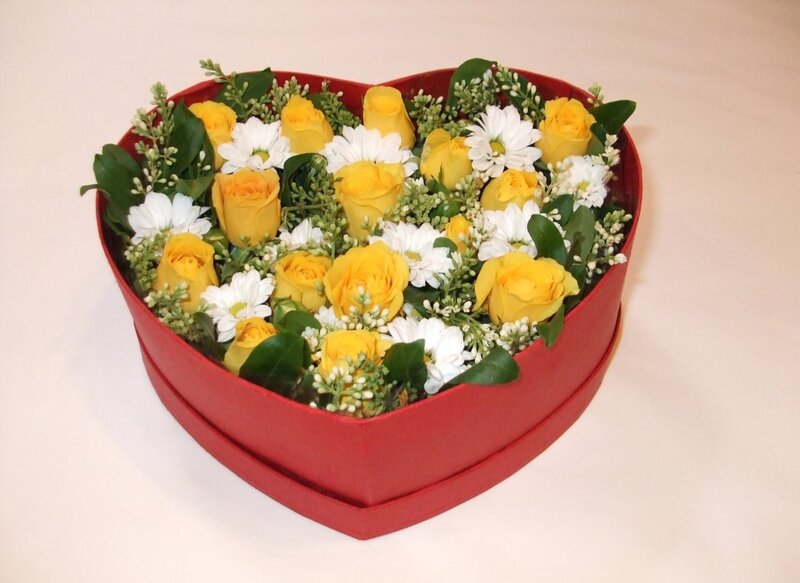 Heart-shaped Flower Arrangement — Red, Festive