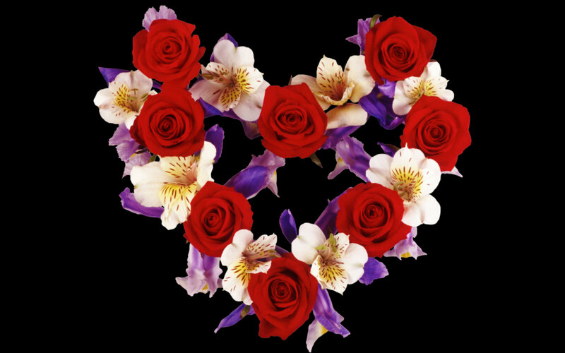 Heart-shaped Flower Arrangement — Red, Romantic, Photograph, Roses