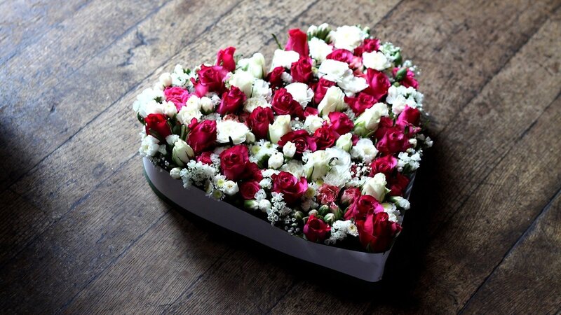 Heart-shaped Flower Arrangement — Red, Romantic, Photograph