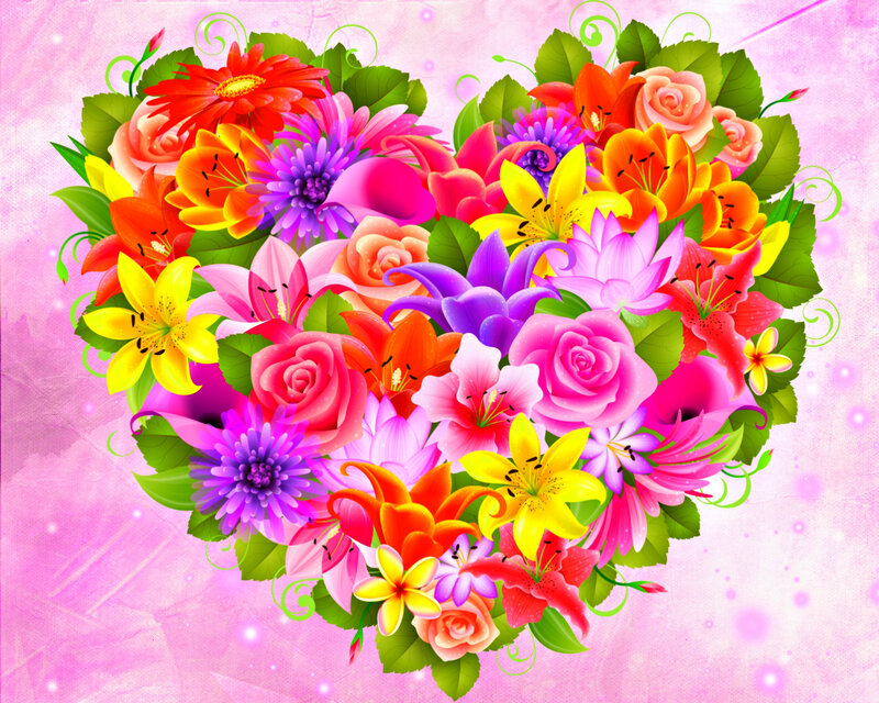 Heart-shaped Flower Bouquet — Pink, Festive