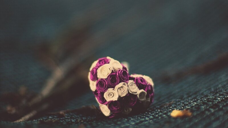 Heart-shaped Flower Bouquet — Purple, Calm, Photograph