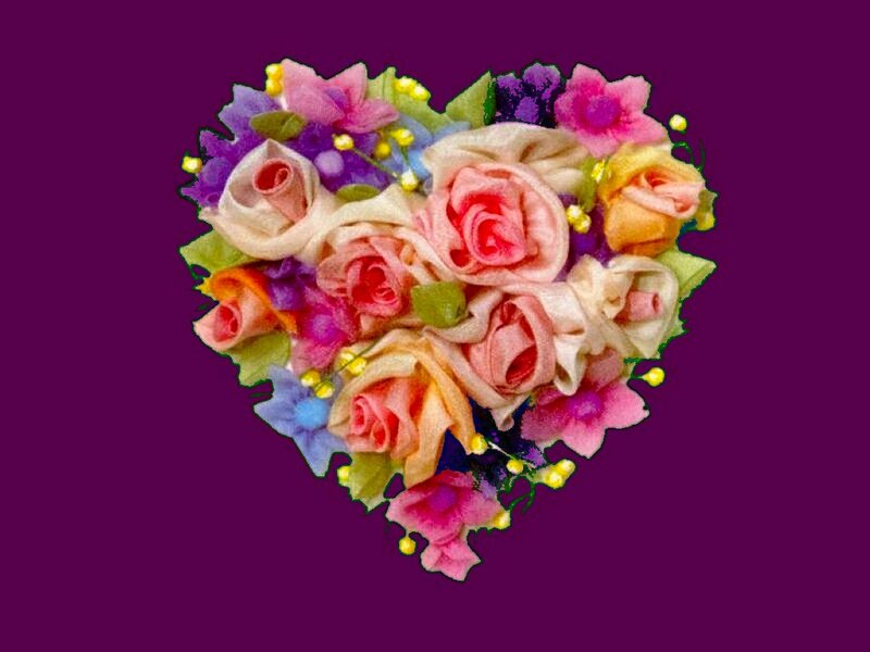 Heart-shaped Flower Bouquet — Purple, Festive