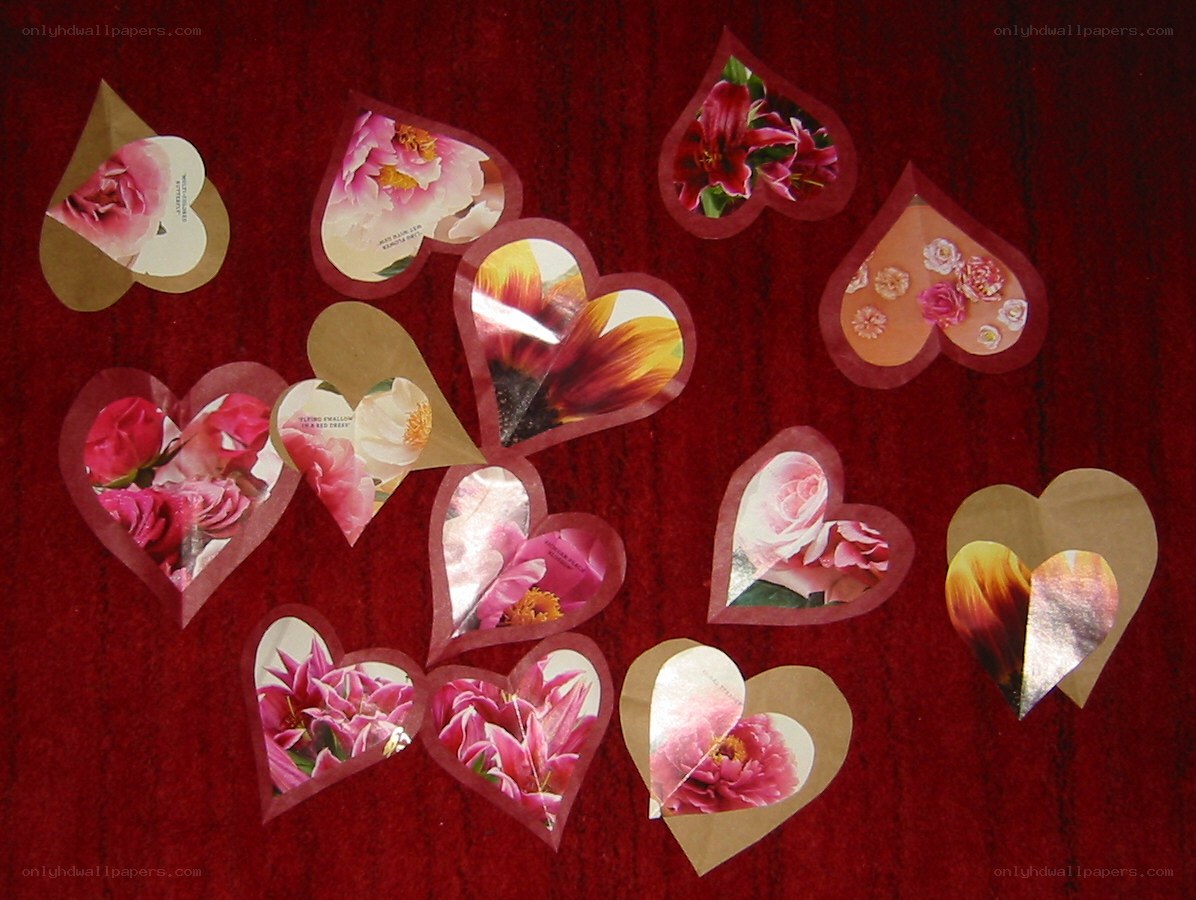 heart-shaped flower cutouts