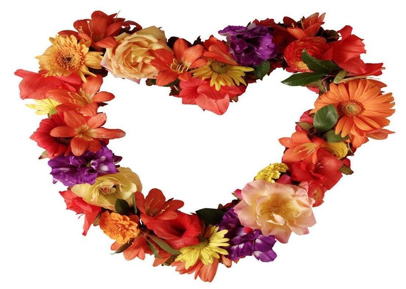 Heart-shaped Flower Wreath — Red, Festive, Photograph, Flowers