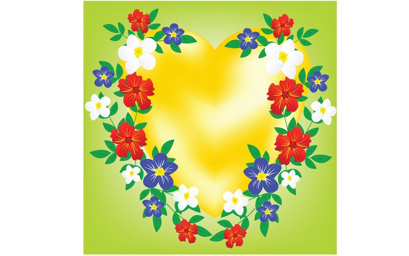 Heart-shaped Flower Wreath — Yellow, Cheerful