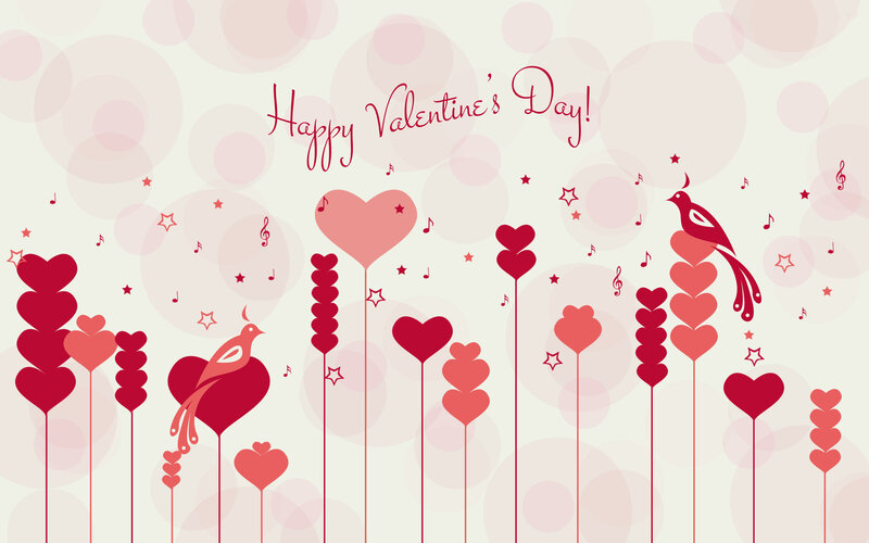Heart-shaped Flowers and Birds
