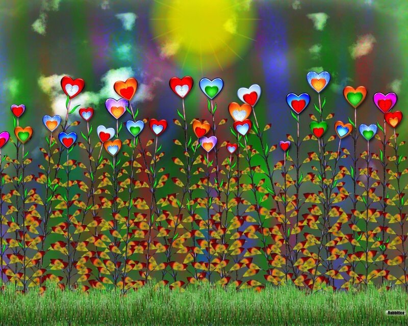 Heart-shaped Flowers — Green