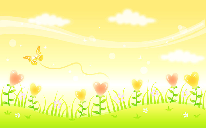 Heart-shaped Flowers in Field — Yellow, Cheerful