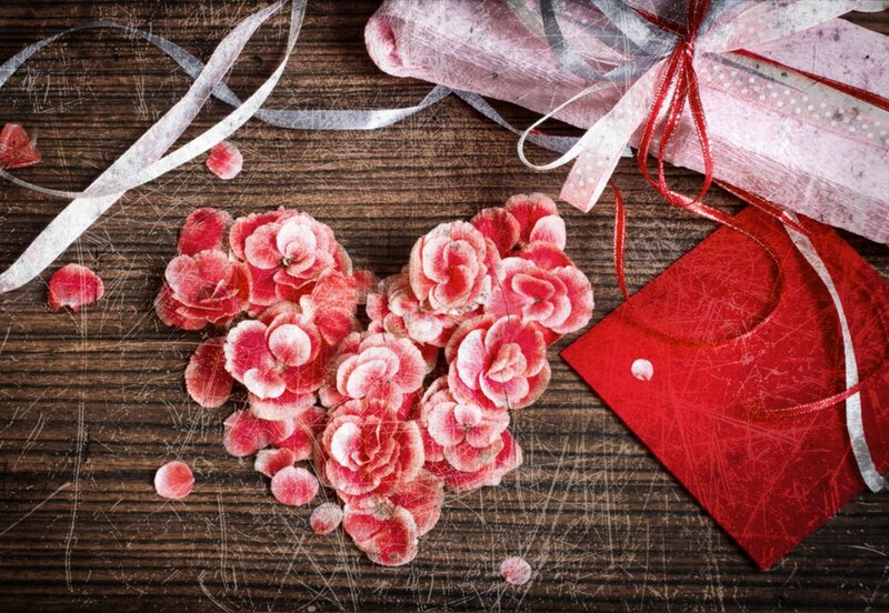 Heart-shaped Flowers — Red, Romantic, Photograph