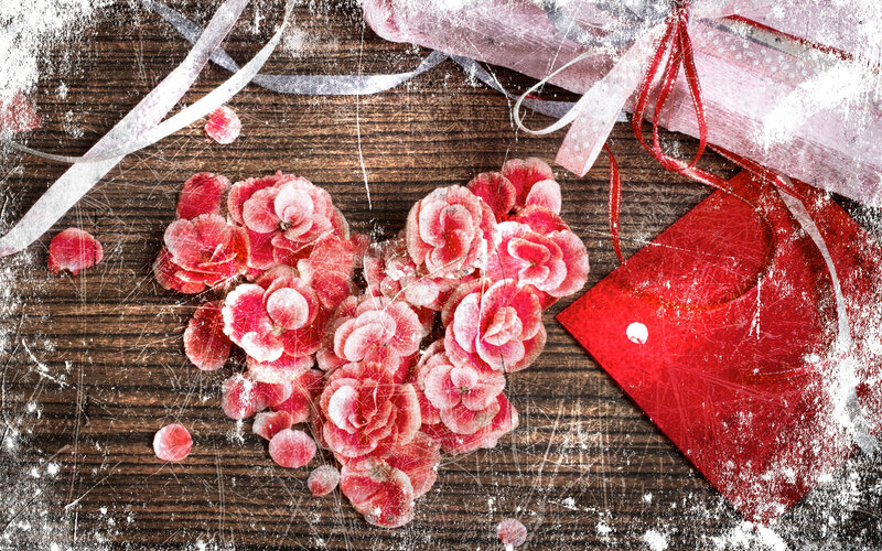 Heart-shaped Flowers — Red, Romantic