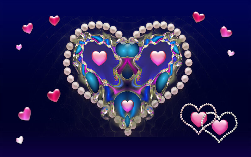 Heart-shaped Fractal Design — Blue