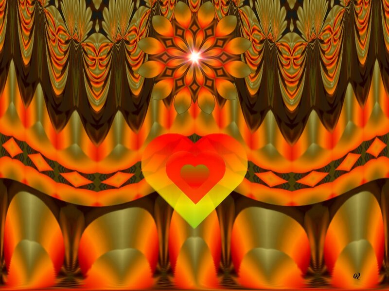 Heart-shaped Fractal Design — Orange