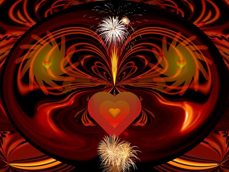 Heart-shaped Fractal Design — Red, Celebratory