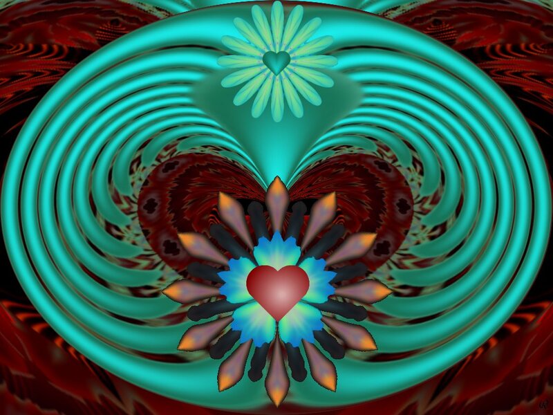 Heart-shaped Fractal Design — Teal