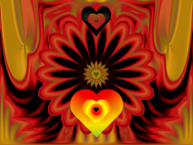 Heart-shaped Fractal Flower — Red