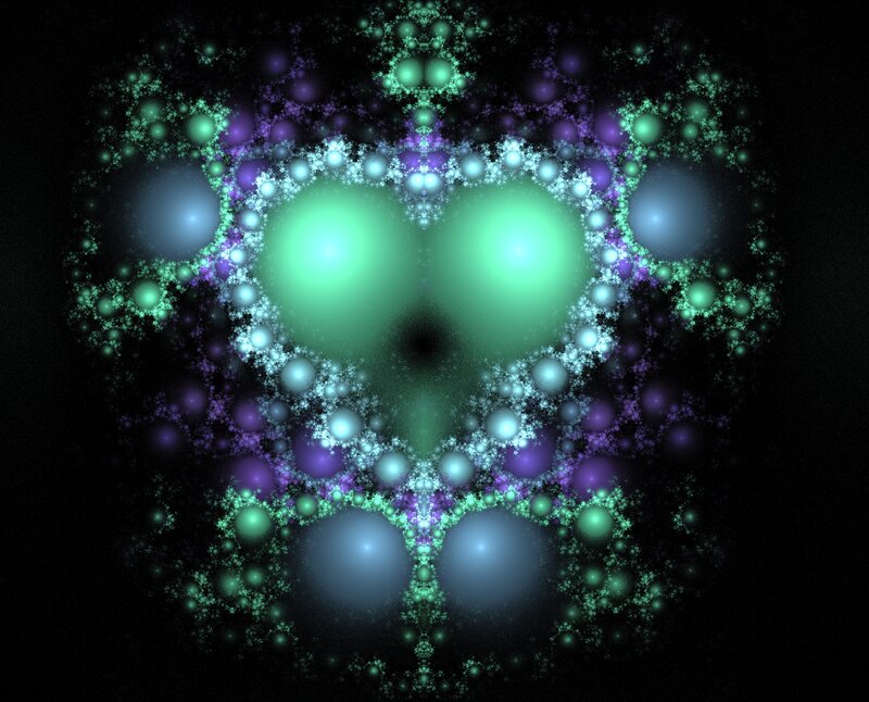 Heart-shaped Fractal Pattern — Green, Mystical