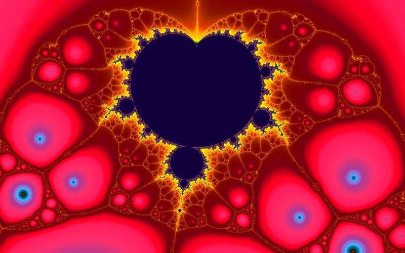 Heart-shaped Fractal Pattern — Red, Dramatic